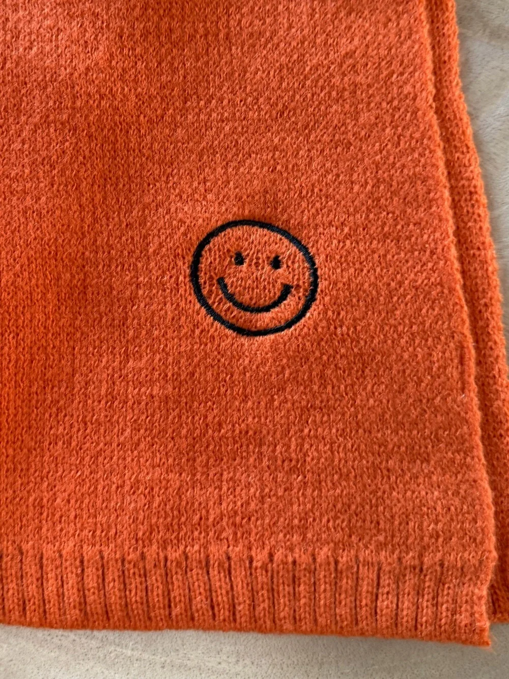 Orange Scarf with Smiley Face